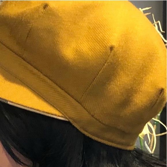 Authentic Burberry Gold/Camel Wool Cap Hat with Plaid Trim - Picture 3 of 11